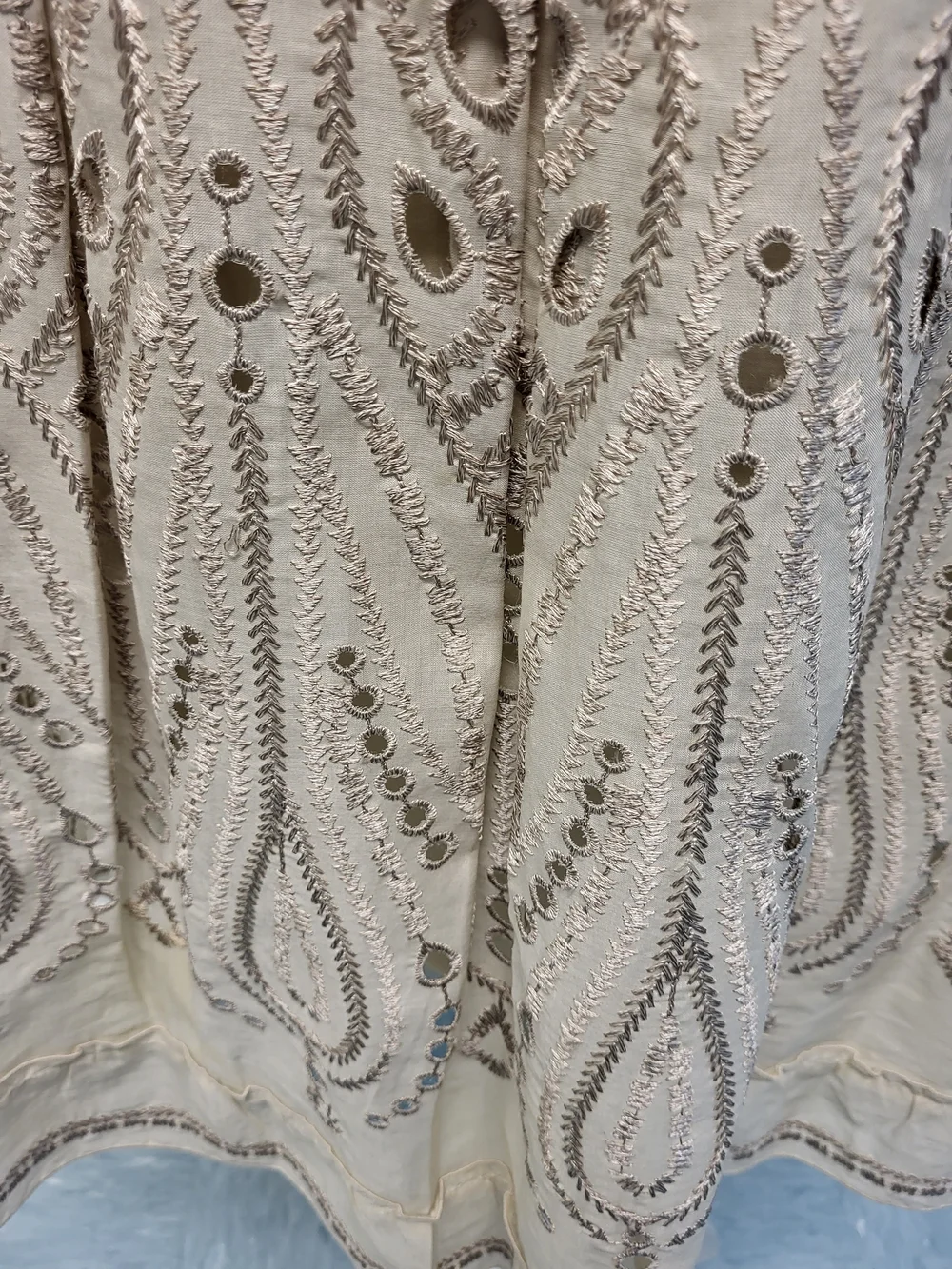 Talbots Bohemian Cream Embroidered Midi Skirt - Picture 3 of 13